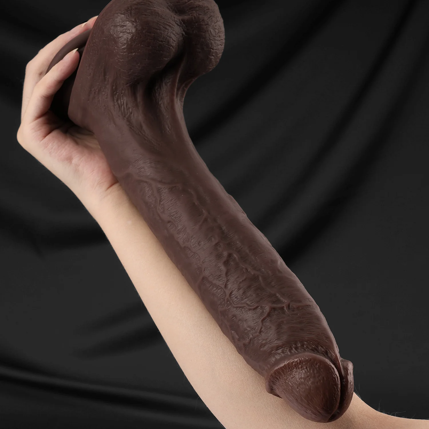 Midnight Rocco-11 inch Raised Veins Thick Black Dildo - Image 3