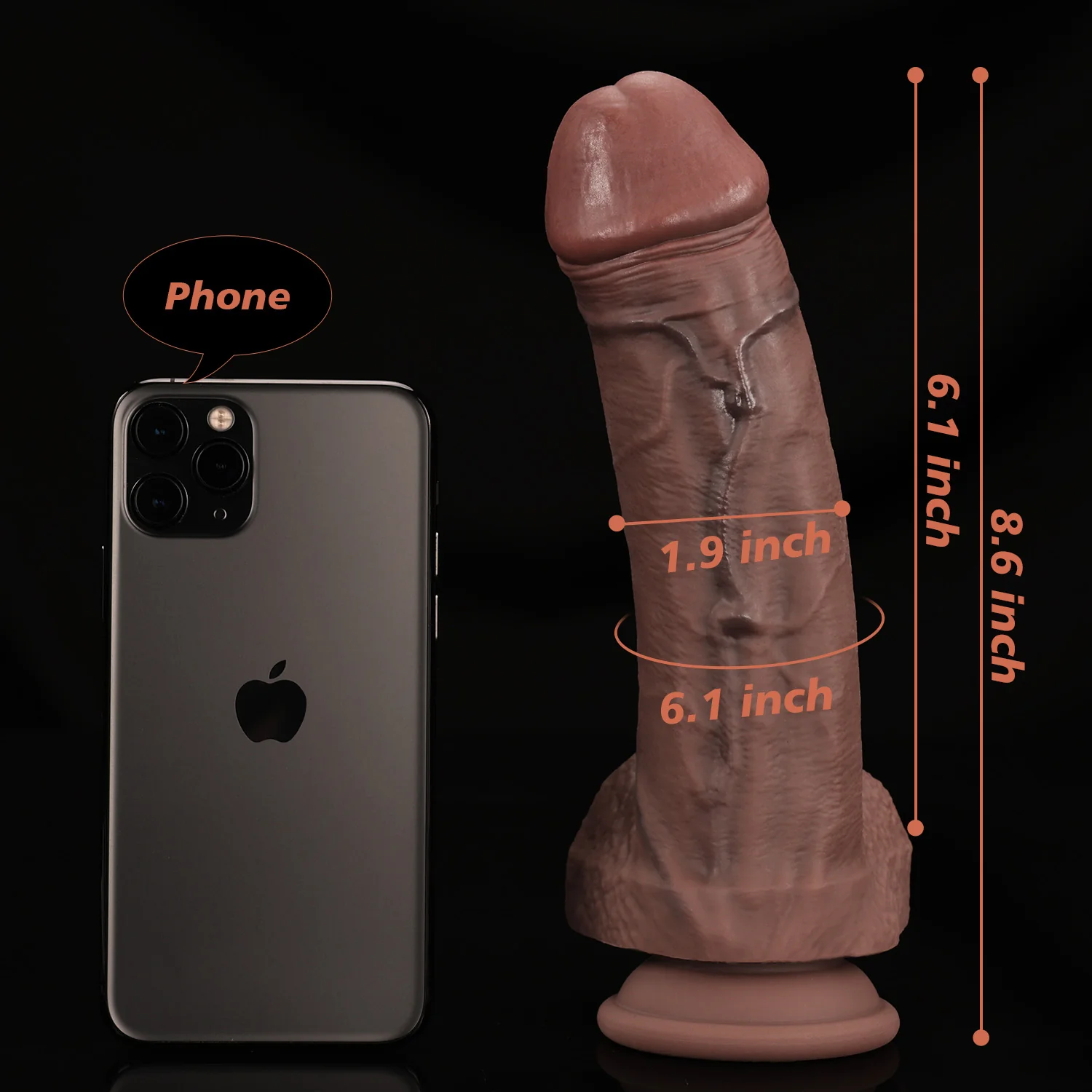 Small Knox-8.6 Inch Dark Realistic Dildo with a Softer Shaft - Image 8