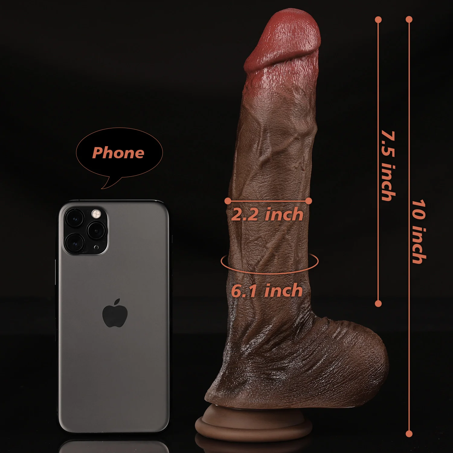 Tennis Xavier - 10 Inch Realistic Black Dildo with Single Ball - Image 8